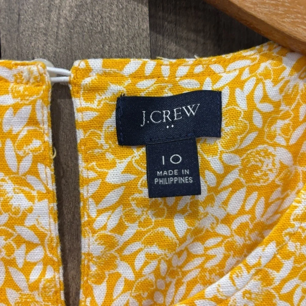 J. Crew Factory Linen Blend Printed Tiered Dress  Yellow Floral size 10